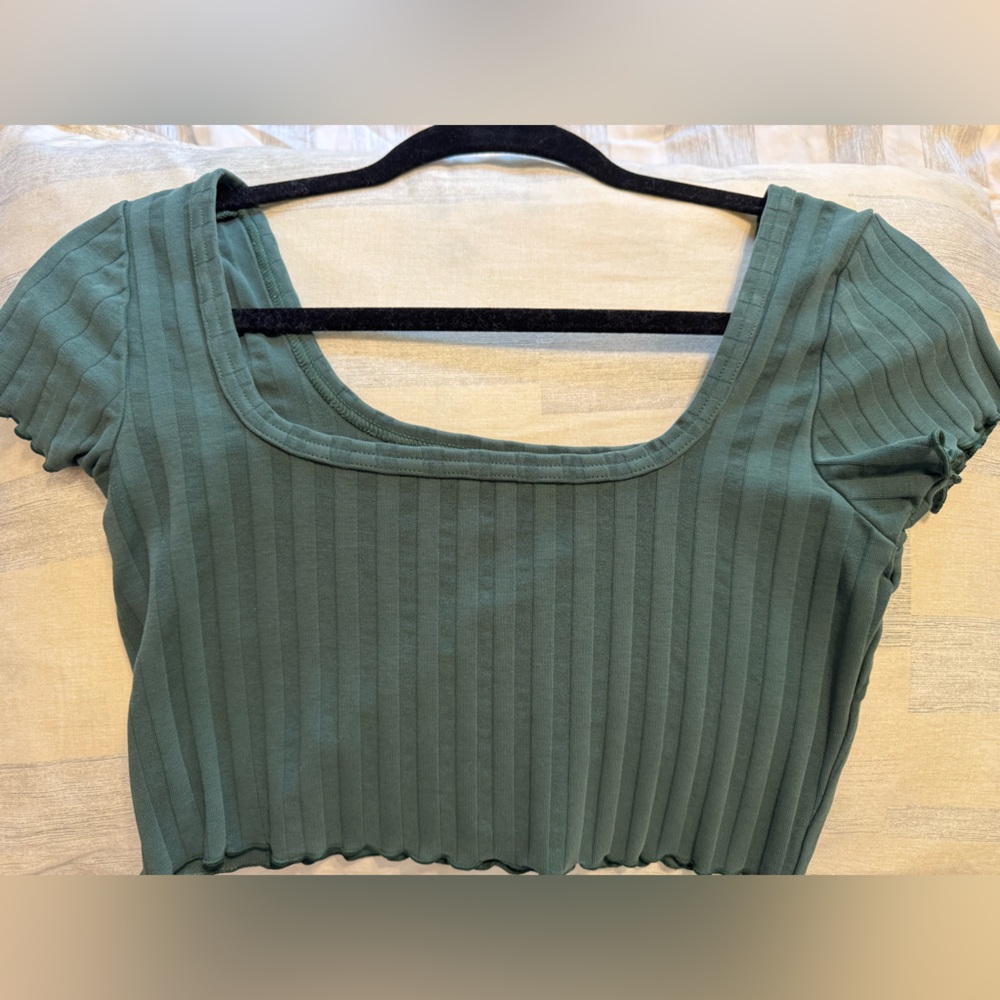 Aerie OFFLINE Ribbed Green Crop Top